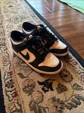 Nike Black and White Low-Top Dunk-Style Sneakers